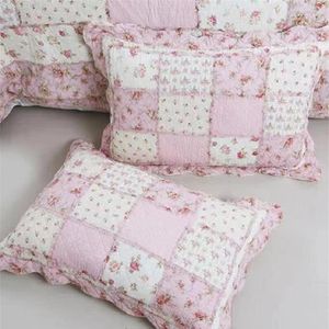 Taie d'oreiller 100 coton Patchwork couverture maison taies d'oreiller décoratives rose coussin à fleurs Vintage Shabby Chic matelassé Sham 230909