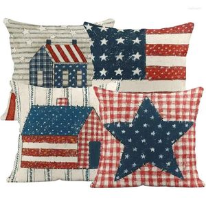 Funda de almohada 4 de julio Conjunto de funda de almohada del Día de la Independencia para sofá Sofá 4 piezas Cojín de bandera americana vintage