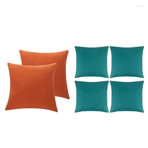 Taie d'oreiller 6 pièces, housses d'extérieur imperméables, coussin de chaise de jardin résistant à l'eau, 2 Orange 4 bleu-vert