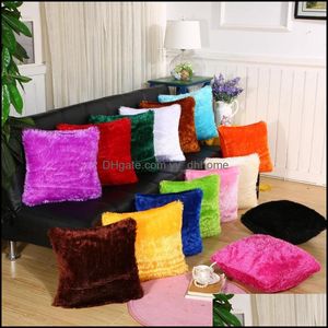 Taie d'oreiller Fournitures de literie Textiles de maison Jardin LL Fausse fourrure Jeter en gros Coussin en peluche moelleux décoratif ER DHMQF