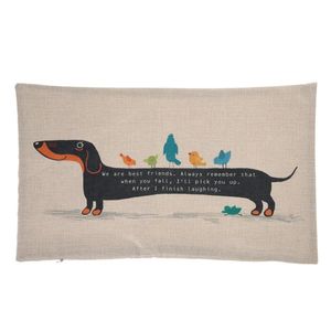 Funda de almohada creativa de dibujos animados Dachshund fundas de almohada de algodón de lino grueso Animal salchicha perros cubierta 30*50cm