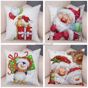 Caisse d'oreiller Joyeux Noël Santa Cushion Couverture décoration mignon dessin animé Snowman Case Kids Sofa Case 45x45cm HKD230817
