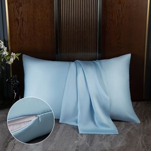 Pillow Case Natural Mulberry Silk Pillowcase Hidden Zipper Real pillowcase Solid Color MultiSize 40x60cm 50x90cm 230807