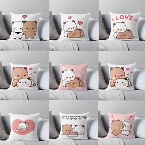 Pillow Case Panda bear hug Bubu duda Mochi Peach Cat Throw Pillow Bedroom Sofa Anime Bed Fashion Pillowcase 230925