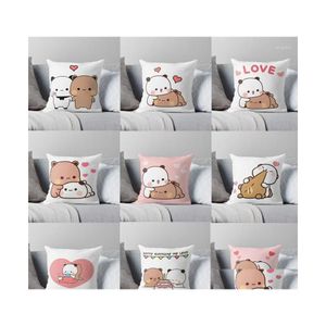 Pillow Case Panda Bear Hug Bubu Duda Mochi Peach Cat Throw Bedroom Sofa Bed Fashion Pillowcase Drop Delivery Home Garden Textiles Be Dhcqn