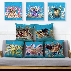 Oreiller coloré japon Anime une pièce Luffy jeter couverture 45 45 cm carré couvre lin étui décor à la maison oreillers cas
