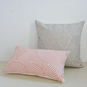 Pillow Cove 30x50cm / 45x45cm Case de broderie en coton géométrique gris rose avec pour canapé