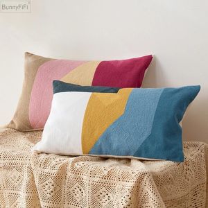 Cubierta de almohada 30x50cm Abrstract Rectangular gométrico Decoración suave y acogedora para la sala de estar Bloque de color infantil