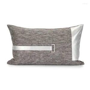 Cubierta de almohada textura gruesa almohadas lumbar de cuero por astillas para sofá gris algodón cuadrado cubiertas de cintura para el hogar decoración del hogar