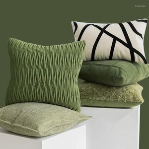 Housse de coussin en tissu doux vert, taie d'oreiller moderne Simple plissée en 3D, Design géométrique, pour chambre à coucher, canapé, décoration de la maison