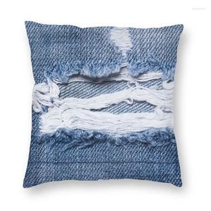 Pillow Custom Ripped Denim Texture Case Home Decor 3D double côté double imprimé Bleu Pattern Cover For Car