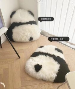 Almohada linda ventanilla de panda pelaje one cuerpo sofá tirar lana viento de viento decoración del hogar