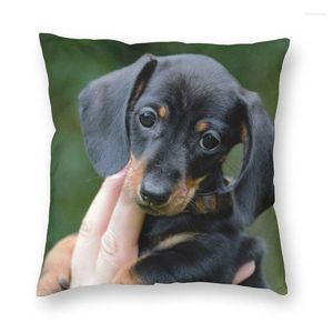 Almohada Dachshund Cover 40x40 Hogar Decorativo Impresión 3D Salchicha de tejón El tiro de perro Wiener para sala de estar de doble cara