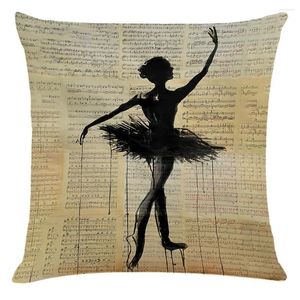 Oreiller danse fille imprimé coton couvercle lin chaise canapé canapé-lit