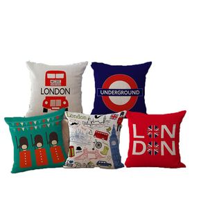 Oreiller/décoratif Style londonien décoratif jeter étui soldat britannique Bus mignon dessin animé couverture pour canapé maison Funda CojinesCushi