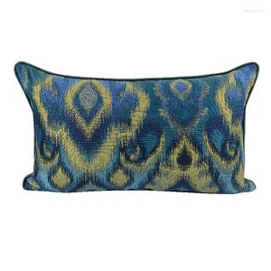 Oreiller DUNXDECO Texture Design Adorable décoration couverture étui décoratif bleu jaune taille Coussin canapé chaise décor