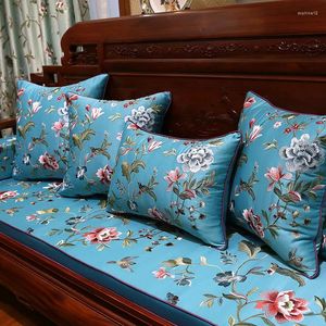 Funda de almohada bordada de lujo estilo chino flores pájaros funda de almohada sala de estar dormitorio sofá decorativo para el hogar