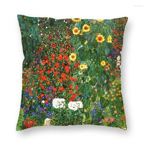 Almohada Granja Jardín con cubierta de girasoles Gustav Klimt Pintura Arte Terciopelo Funda de lujo para sofá Decoración para el hogar