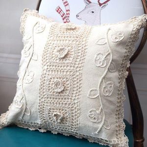 Oreiller Mode Crochet Taie D'oreiller À La Main Maison Pastorale Coton Couverture Boutique Style Simple