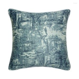 Oreiller mode étui souple argent métallisé Jacquard tissé couverture abstrait Designer 45x45cm bleu maison intérieur cadeau