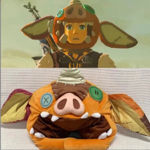 Jeu d'oreiller la légende de Zelda Bokoblin Pig Hat Cosplay Headgear Plux Winter Casque chaud Cou Masque Chrismas Party Kid Gifts