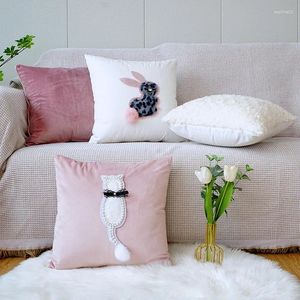 Pillow Home Decorative Pink Throw Case de taie d'oreiller 3D COUVERTURE DE FLEUR MIGLE MIGLE PLUSH GIRLE COEUR SOFA CHEBIDE