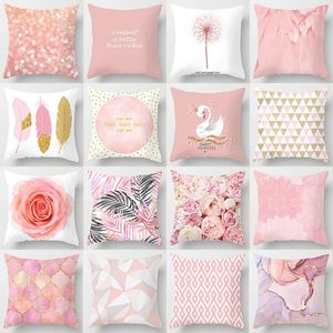 Almohada INS Funda de almohadas de plumas rosadas Decoración para el hogar Funda de sofá Fundas de cabecera decorativas