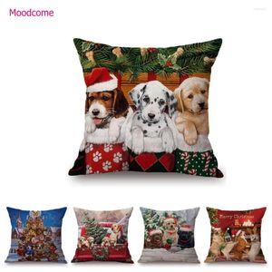 Almohada encantadora linda navidad cachorros con sombrero decoración de naves arte de perros niños habitaciones