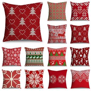 Pillow Merry Christmas Throw Covers 40/45 / 50cm Tree Snowflakes Breen rouge Étui rouge pour canapé Couch Home Decor