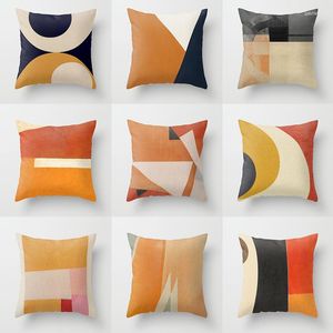 Oreiller moderne abstrait couverture géométrique maison décorative jeter oreillers étui lin coton pour salon canapé siège de voiture chaise