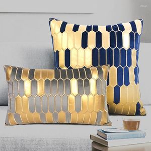 Almohada moderna lujo chapa dorada terciopelo suave simplicidad caso sofá lumbar sala de estar tiro decoración del hogar