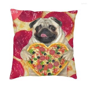 Oreiller nordique drôle de pug d'amour couverture de pizza couverture en velours