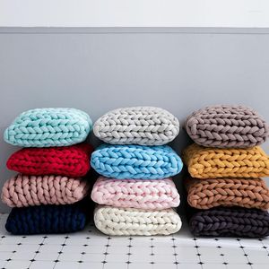 Oreiller nordique carré grosse laine à tricoter à la main tressé S pour chambre d'enfants canapé-lit coussins décor 40x40cm