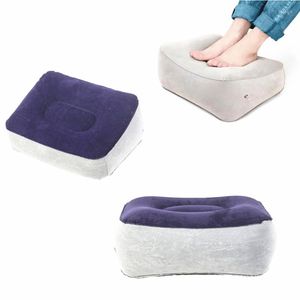 Almohada PVC Reposapiés Inflable Reposapiés portátil Felpa Viaje Avión Tren Oficina Hogar Pierna Pies Herramienta relajante