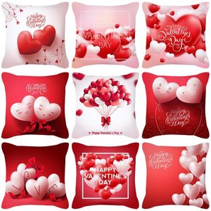 Almohada roja Día de San Valentín Amor Globo Contraportada Caso Abrazando Cálido Sofá Coche