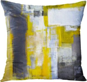 Almohada cubierta de felpa corta decoración del hogar funda de almohada 40x40cm sofá al aire libre gris y amarillo