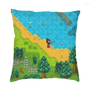 Oreiller Stardew Valley carte couverture 45x45 cm décor à la maison impression 3D jeux vidéo jeter pour voiture Double face taies d'oreiller