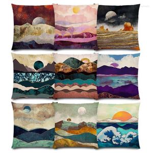 Pillow Sun Moon Day Night Sky Sea Stormy Waters Mountains