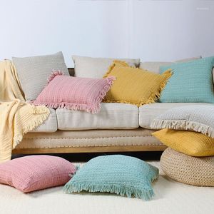 Oreiller glands couverture 45x45 cm étui coton gaufré pour la décoration de la maison rose Beige jaune vert canapé-lit