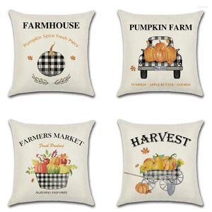 Pillow Thanksgiving Day Pumpkin Truck récolte décor Cover Sofa Home Fall Automne Farm 45 cm Couvertures imprimées