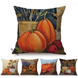 Oreiller Thanksgiving Pumpkins Huile Peinture Art Coton Linon COLLES DÉCORATIFS CAS AUTUMNE SYMBOE SYMBOLE DÉCOR SOFFIER SOCA