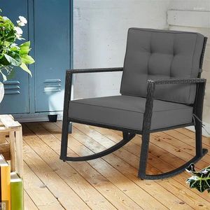 Oreiller WFS Patio rotin chaise à bascule extérieur planeur à bascule avec (gris)