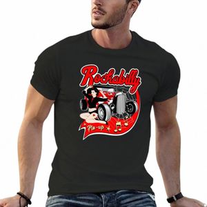 Pin Up Girl Rockabilly Music Hot Rod Sock Hop Rocker Vintage Classic Rock and Roll T-Shirt surdimensionné t-shirts noirs pour hommes j4v8 #