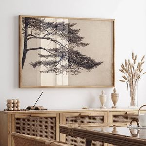 Pin Tree Branch Vintage Drawing Affiches et imprimés Toile PEINTURE MUR PATOL PATRE POUR LA DÉCORATION DE LA MAISON DU SOIGNE 240425