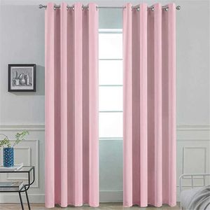 Cortina opaca rosa beige para dormitorio con ojal, habitación con aislamiento térmico, cortina negra para sala de estar 210712