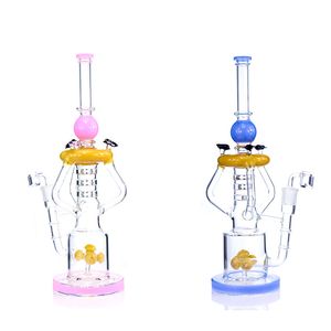 Pink Bongs Reciclador de vidrio grueso Cachimbas Bong abeja decoración Tuberías 15 '' Alto Dab Rigs Agua