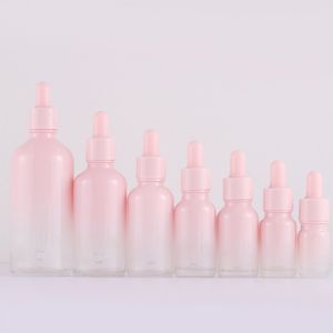 Bottiglie di vetro con contagocce di olio essenziale rosa vuoto 5ML 10ML 15ML 20ML 30ML 50ML 100ML