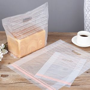 Sacs d'emballage de pain de cuisson anglais rose West Point Cake sac à emporter Portable en plastique Transparent givré LK292