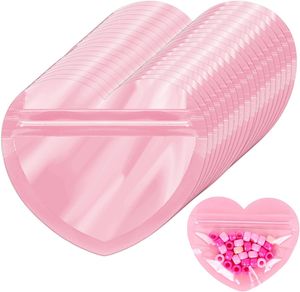 Sac en plastique rose en forme de cœur pour accessoires de bijoux, petit sac d'emballage de scellage pour bonbons de la saint-valentin