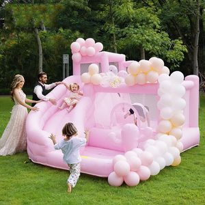 Maison de rebond gonflable rose pour mariage, maison de jeux gonflable, saut de saut, Moonwalk pour mariages, adultes, enfants, fêtes d'anniversaire, événements avec souffleur d'air